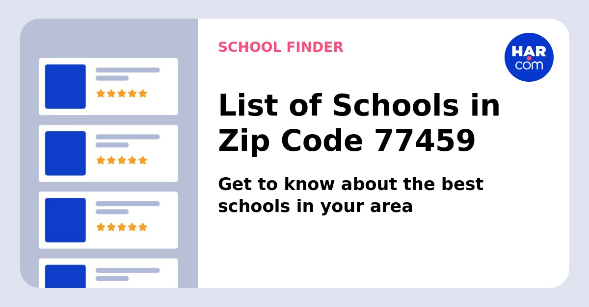 77459 Schools in Texas. 77459, TX School ratings